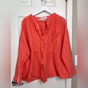 Impressions Sunny Forecast Tunic in Bright Coral NWOT